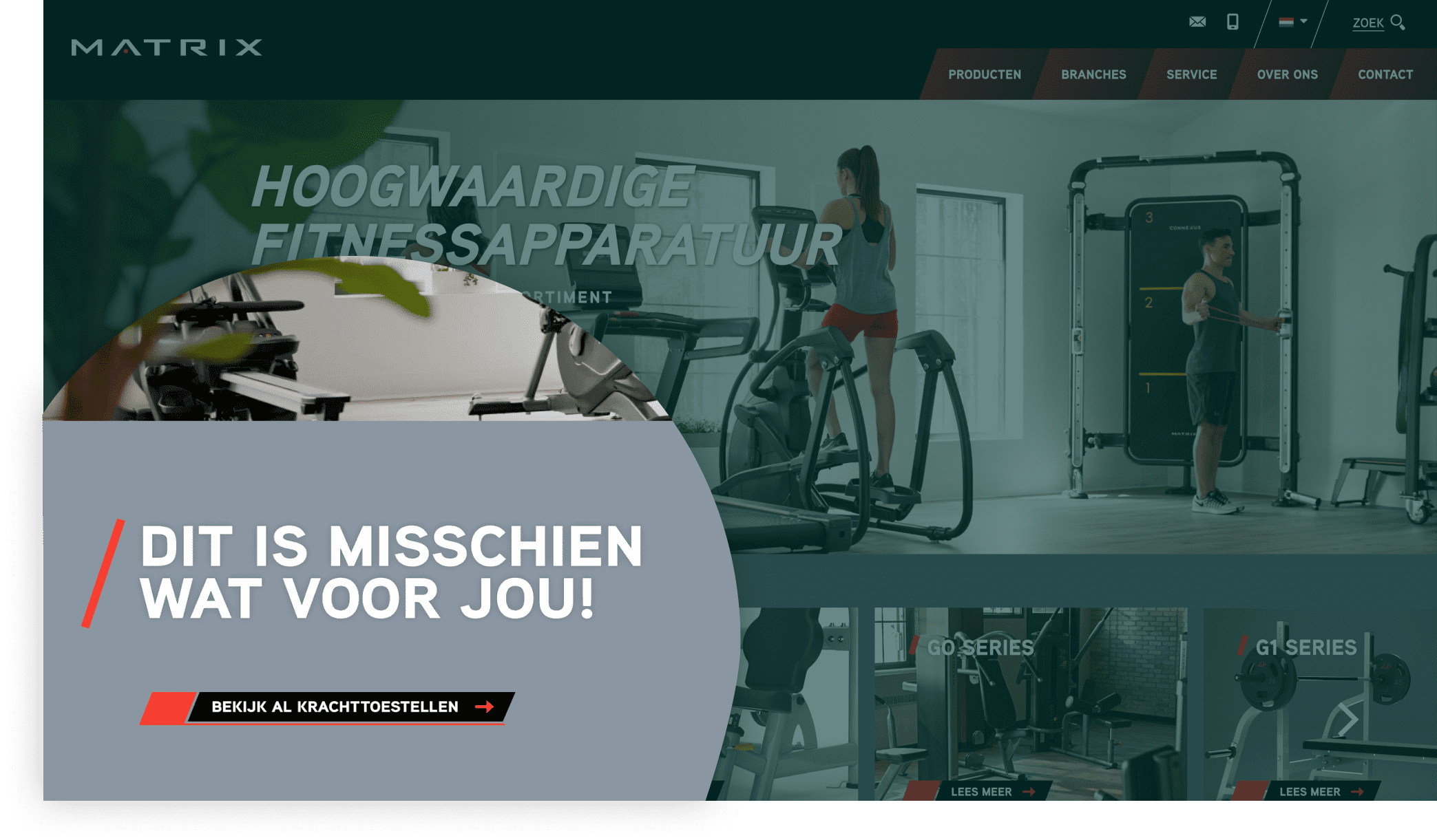 Pop up persoonlijk advies Matrix Website van Matrix, met een pop-up waarvan de inhoud verschilt op basis van wat wij al van de bezoeker weten.
